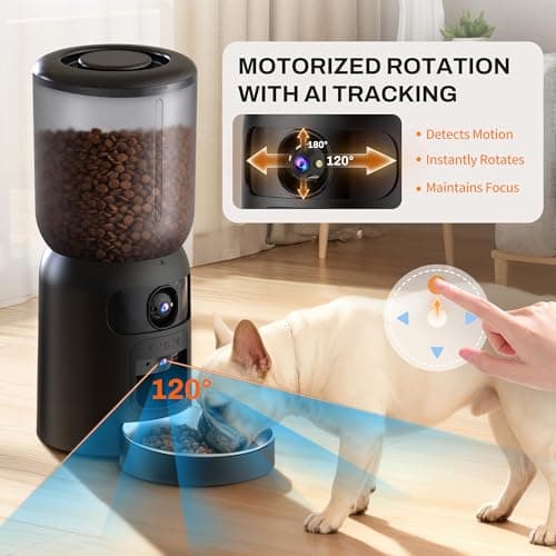 Voxblend Automatic Cat Feeder with Dual Camera, 5G WiFi App Control: 5L Automatic Dog Food Storage Container with 2K HD Video and Laser Pet Toy, Dual Power Timed Smart Pet Food Dispenser for Cats&Dogs - Thumbnail 2