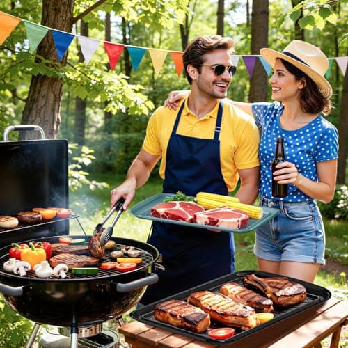 Serving Trays for Party - Set of 2, Large Serving Platters for Raw and Cooked Food, Dishwasher Safe, 17×10.5-inch Stackable Plastic Party Supplies for Grilling, BBQ, Meal Prep (Green, Black) - Thumbnail 6