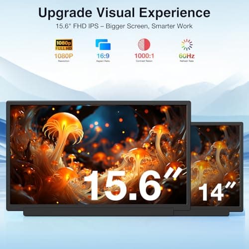 FLYTOCCA Laptop Screen Extender, 15.6" 1080P FHD IPS Display, Detachable Second Monitor Supports Vertical Mount, Plug & Play, Laptop Monitor Extender for 13"-17.3" Laptops, Windows, Mac, Chrome - Thumbnail 2