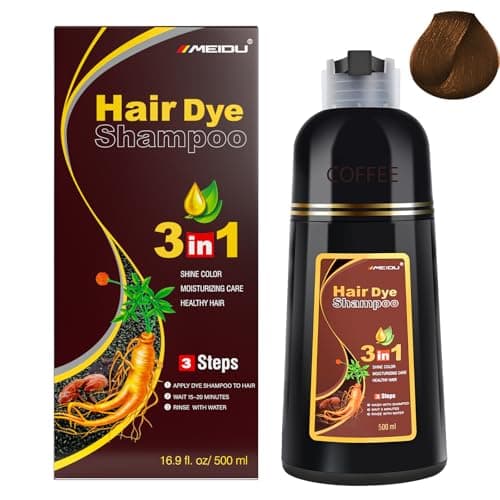 IIIMEIDU Coffee Hair Dye Shampoo 3 in 1 for Gray Hair, Semi Permanent Hair Color Shampoo Shampoo Hair Dye for Women Men, Grey Coverage 500ml