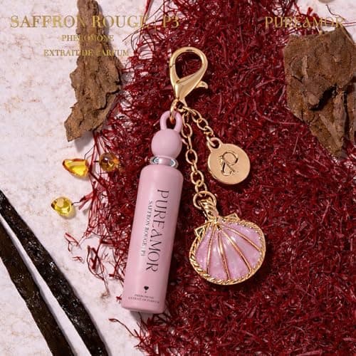 PUREAMOR Pheromone Perfume for Women, Saffron Rouge 2-Pack Keychain Perfume – Warm Spicy Scent with Saffron, Amberwood & Cedarwood, Long Lasting Eau de Parfum, 0.07 oz / 2 ml Each - Thumbnail 4