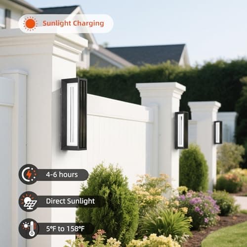 VZVI Solar Wall Lights Outdoor Waterproof, 20.5" 1 Pack Solar Wall Sconce Outdoor, 3000K Sconce Lights Modern Large Front Porch Light Fixture, Exterior Entrance Sconces Lighting for House Garage Patio - Thumbnail 4