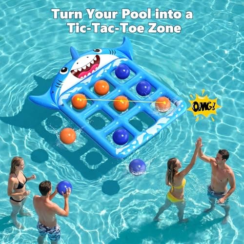 Instaywell Pool Toys Games for Kids & Adults, 72”x54” Giant Inflatable Floating Pool Tic Tac Toe Game with 10 Balls, Pool Game Party Toy Floats for Adults, Teens, Kids, Family, Beach Summer Water Fun - Thumbnail 3