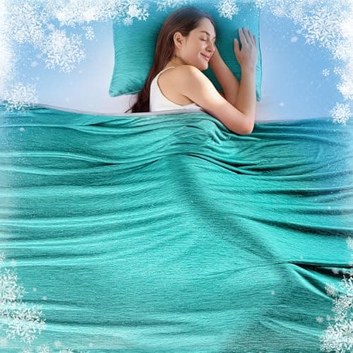 KMUSET Cooling Blanket Twin (60"x80"), Double Sided Summer Cooling Blankets for Hot Sleepers & Night Sweats, Cool Lightweight Blanket for Dorm Room Essentials, Picnic, Gifts for Women Aqua Green