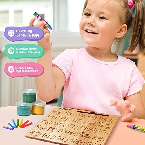 LearnToy Montessori Wooden Alphabet Tracing Board - Educational Toy for Kids - Fine Motor Skills Development - Double-Sided Writing Practice - Ideal Gift for Preschool 3-5 Years Old. - Thumbnail 5