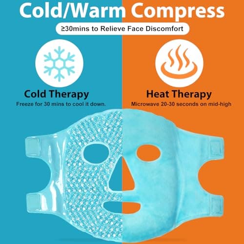 BeeVines Ice Face Mask, Cooling Gel Pack for Puffy Eyes, Cold & Hot Reusable Compress, Frozen Eye Packs Masks for Women for Dark Circles, Puffiness & Allergies (One Pack Blue) - Thumbnail 3