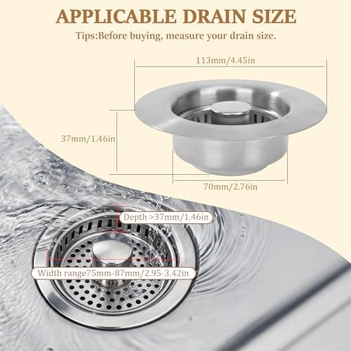 3-in-1 Kitchen Sink Drain Strainer -2 Pack Pop Up Sink Stopper with Anti-Clogging Basket, Kitchen Gadgets Clearance Sink Accessories, Fits Standard 3-1/2” Openings for Double Bowl Kitchen Sinks - Thumbnail 2