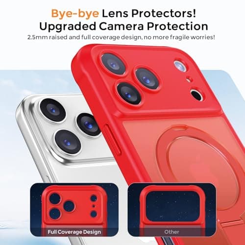 MOCCA Design for iPhone 17 Pro Max Case, Compatible with Magsafe [Premium Invisible Magnetic Ring Stand] [Military Drop Protection] Full Camera Guard Translucent Matte Slim Phone Cover 6.9",Red - Thumbnail 3