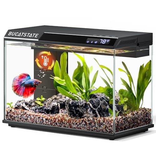 BUCATSTATE 2.6 Gallon Aquarium, 3 Stage Filtration with Independent Waste Compartment, Quiet 3 in 1 Pump, Real-Time Temp Display, 8-Mode LED Light Fish Tank (Black, 2.6 Gallon) - Image 1