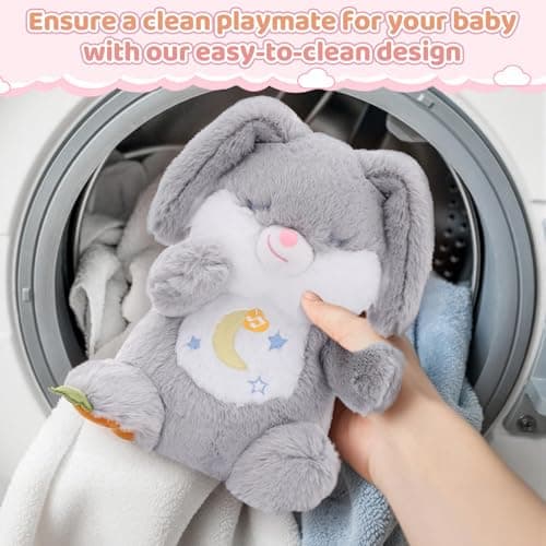 Breathing Stuffed Animal, Soothe Snuggle Bunny Plush, Sleep Buddy Soothing Stuffed Bunny for Anxiety Adults and Kids, Volume Control Easter Bunny Gifts with Realistic Breathing and Lights Music - Thumbnail 5
