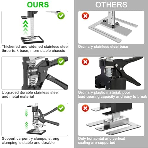 Labor Saving Arm Jack 2 Pack, Load-Bearing 440 lb Multi-Function Height Adjustment Lifting Device, Hand Furniture Lifter Tool, Furniture Jack for Lifting Door Furniture, Wall Tile Positioning - Thumbnail 6