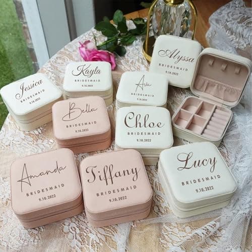 Corissy Personalized Jewelry Box for Women, Custom Travel Jewelry Case with Name and Birth Flower, Leather Jewelry Box for Rings, Earrings, Necklaces, Personalized Gifts for Women - Thumbnail 3