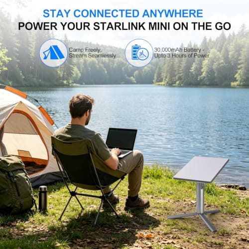 Datop for Starlink Mini Battery Mount,30,000 mAh with Battery Pack 20V 5A Output,Starlink Mini Power Bank Adjustable Tripod Stand，LED Power Indicator, Type-C Charging Port，for Outdoor & RV Camping - Thumbnail 5