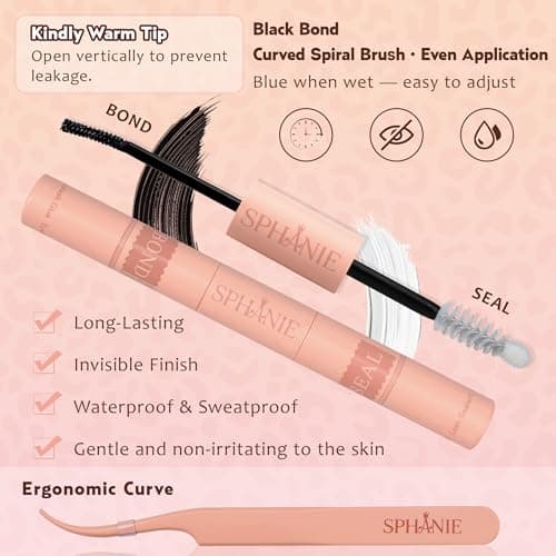 SPHANIE Brown & Black Lash Extension Kit Eyelash Clusters, 280 pcs 9-16mm DIY Lash Clusters with Lash Bond & Seal, Tweezers, D Curl Lashes Clusters Kit for Beginners - Thumbnail 6