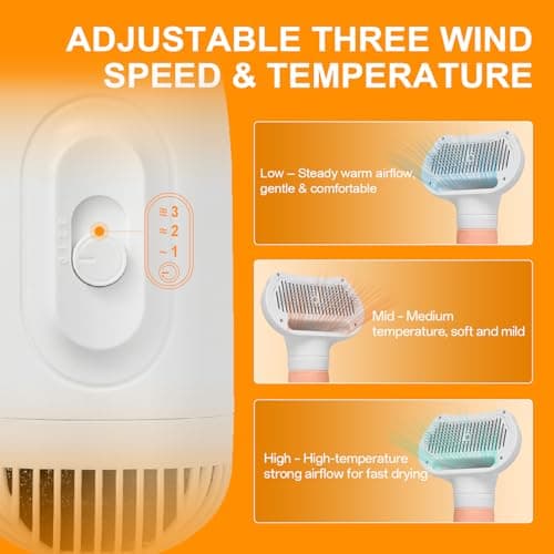 3-in-1 Pet Hair Dryer & Slicker Brush for Dogs & Cats – Portable, Professional, Adjustable Temp, Overheat Protection Dog Hair Dryer (pink) - Thumbnail 6