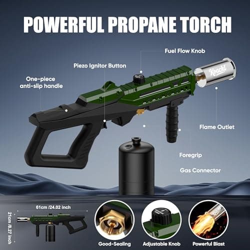 KOACKL Propane Torch Gun | Adjustable Flame Thrower Gun | Gas Welding Kits Blow Torch for Ooutdoor Welding, Campfire & Charcoal (Propane Tank Not Included) - Thumbnail 2