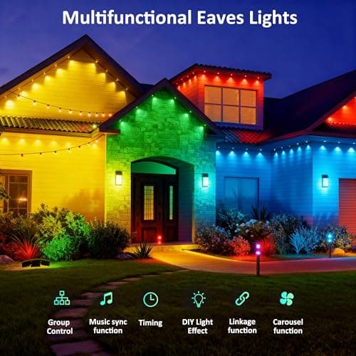 DIERLIGHT 98FT Permanent Outdoor String Lights, RGB Multicolor LED Eaves Lights with APP & Remote, IP67 Waterproof Indoor Outdoor Christmas Halloween Party Garden Decor - Thumbnail 3