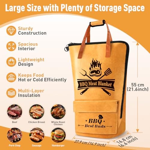 KEZKALS Fathers Day Gift for Dad Husband, 21.6'' BBQ Blanket for Resting Meat, Gifts for Men, Fathers Day Dad Gifts from Daughter Wife, Smoker Insulated Grill Meat Resting Blanket for Brisket, Beef, Turkeys - Thumbnail 6
