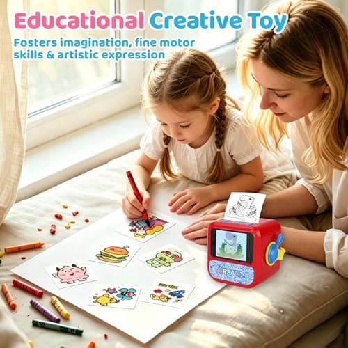 Lumavere AI Voice Sticker Printer, Portable Pocket Sticker Printer with HD Display, Mini Inkless Thermal Sticker Maker Machine with Handle for Coloring Creative DIY Fun, 5 Rolls Paper Included - Thumbnail 6