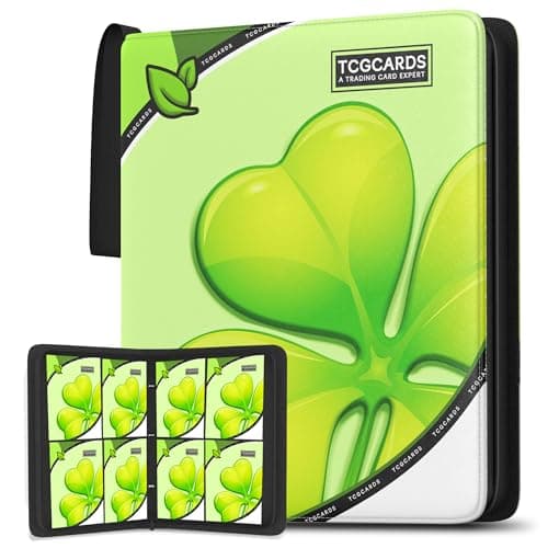 Trading Card Binder 4 Pocket, Card Binder 400 Pockels Card Book Holder Cards with 50 Removable Sleeves, 3-RingZip Design MTG/TCG/Sport Collectible Trading Card Albums Gifls for Boys and Girls (Leaf） - Image 1