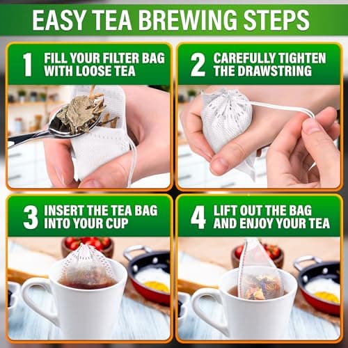400 Pcs Disposable Tea Bags for Loose Leaf Tea - 3.62 x 2.76 Reusable Teabags Made From Unbleached Non-Woven Material - Multi-Functional Infusion Bags for Spice Pouch, Aromatherapy, Eye Compress & Spa - Thumbnail 5