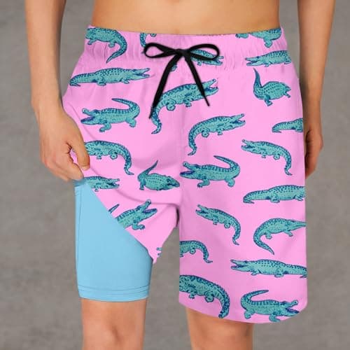 Cozople Bathing Suit for Big Boys Compression Swim Trunks Summer UPF Quick Dry Beach Board Shorts Soft Stretchy Boxer Brief Liner Swimming Shorts for Casual Sports Shorts Size 7t - Thumbnail 5