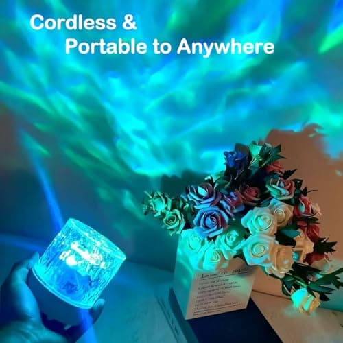 Rechargeable Shower Lights for Inside Shower-Ocean Wave Projector Light for Bathroom Bath Tub-Cordless LED Bathroom Lights 3D Water Ripple Light Ocean Lamp for Bathtub Relaxing Spa,Northern Aurora - Thumbnail 5