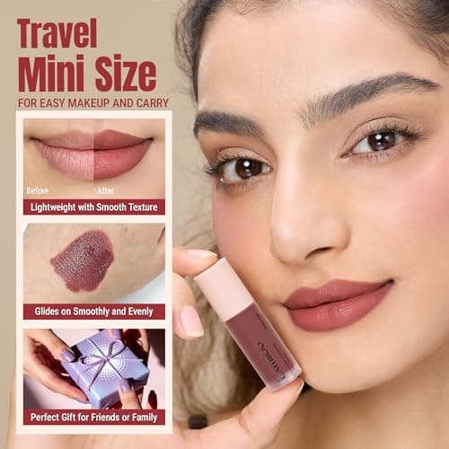 exmiloo Mini Lip Tint Stain Set – 4 Colors Liquid Lip Stain Kit for Matte & Glossy Finish, Lightweight Lip and Cheek Tint for Women and Girls, Vegan & Cruelty-Free - Thumbnail 6