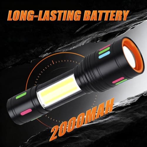Jercoda Flashlight Rechargeable,Aluminum Handheld Rechargeable Flashlight High Lumens for Home & Outdoor,1000 Lumens Led Flashlight with COB Light & LCD Display,IPX4 Waterproof Tactical Flashlight - Thumbnail 5