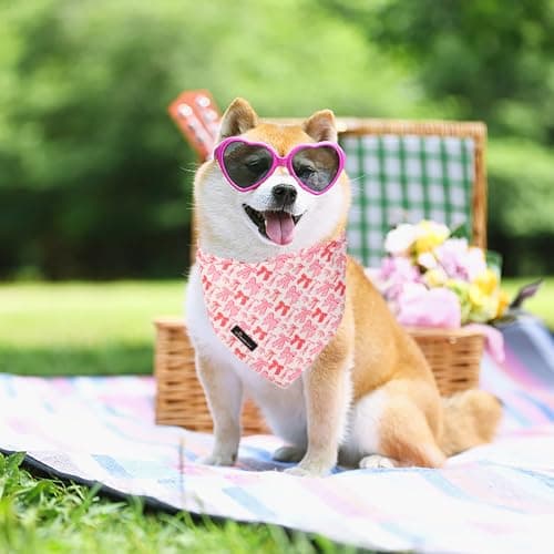 ARING PET Girl Dog Bandana, Cute Pink Bow Pet Bandanas Scarf Triangle Bibs Handkerchief for Puppy Small Medium Large Girly Dogs-L - Thumbnail 3