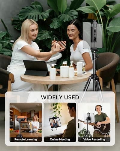 Aluminum Tablet Tripod Mount for iPad, Universal Adjustable Tablet Holder with Dual 1/4"-20 Screw Holes, Quick Release Design, Tripod Adapter Compatible with iPad Pro/Air/Mini, Galaxy Tab, Surface Pro - Thumbnail 6