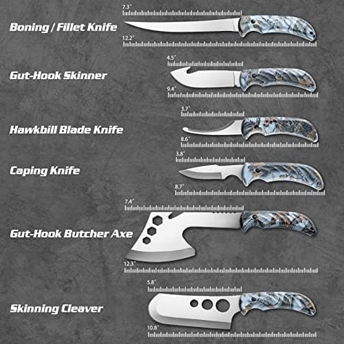 KNINE OUTDOORS Hunting Deer Knife Set Field Dressing Kit Portable Butcher Game Processor Set, 12 Pieces - Thumbnail 3
