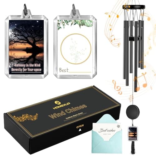 Customizable Memorial Wind Chime - Outdoor Bereavement Gift with Removable Charms, Sympathy Keepsake for Loss, Garden & Patio Decor (Black) - Image 1
