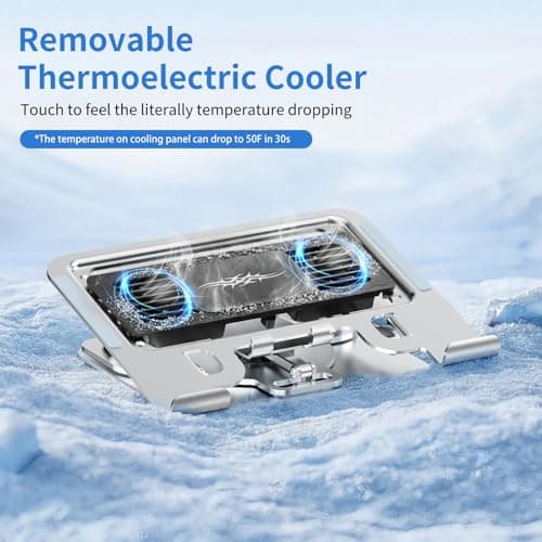 Laptop Cooling Pad with Detachable Fan & Cooler, 2-in-1 Laptop & Phone Stand, Adjustable Angle, 360° Rotatable Base, Carbon Steel, Ultra-Quiet & Super Sturdy for Laptop (Silver Gray) - Thumbnail 2