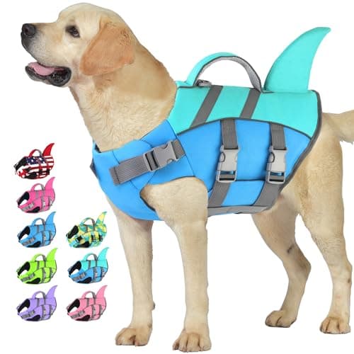 Dogcheer Dog Shark Life Jacket for Small, Medium & Large Dogs, Adjustable High Buoyancy Swim Vest with Rescue Handle, Reflective Pet Flotation Vest for Boating - Pine Green, XS - Image 1