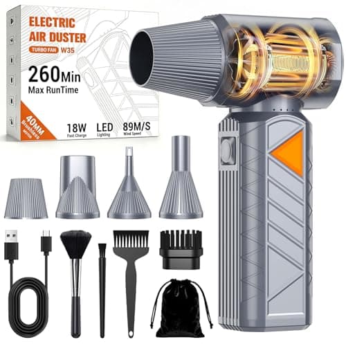 BOBYE Compressed Air Duster, 350W High-Powered Electric Air Duster with 180,000 RPM, Extended Runtime, 10000 mAh Battery, Mini Blower & Air Duster Rechargeable for Keyboard, PC, Car, Home, Outdoor