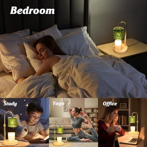 HAIDOLIANG Candle Warmer Lamp with Timer and Dimmable, Electric Wax Melt Warmers Height Adjustable with 2 Bulbs, Gifts for Women Mom House Warming, Modern Home Decor for Scented Jar Candles Green - Thumbnail 6