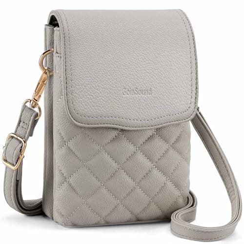 Goinsound RFID Small Crossbody Phone Bag for Women Quilted Cute Mini Crossbody Purses with RFID Blocking Credit Card Slots Grey - Image 1