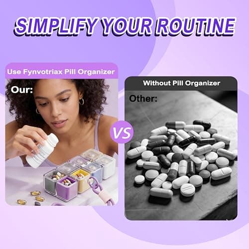 Fynvotriax Weekly Pill Organizer - Foldable Travel Pill Organizer Magic Cube - Large Daily Pill Case for Fish Oil, Medicine, Vitamins, Supplements, Sugar - Thumbnail 4