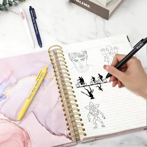 LumaCore Gel Pens, 0.5mm Fine Point Black Ink, 5 Pack, Smooth Writing for Note Taking and Journaling, Cute Aesthetic Office School Supplies - Thumbnail 5