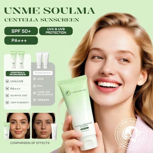 Centella Sunscreen SPF 50 | with Beef Tallow & Zinc Oxide Sun Protection, Skin Care & Moisturizing 3 in 1, Mineral Sunscreen for Face & Body, Non-Comedogenic, Vacation Travel Size (1.76oz / 50g) - Thumbnail 3