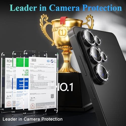 YWXTW Camera Lens Protector for Samsung Galaxy S26 Ultra, [5X Stronger] Glitter Bling Individual Metal Ring Tempered Glass Camera Cover for Galaxy S26 Ultra Accessories, 1 Set - Thumbnail 2