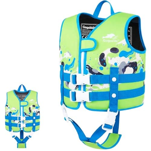 Gogokids Swim Vest for Toddler & Kid 1-2-3-4-5, Adjustable Buoyancy Swimming Vest for Kid Learn to Swim, Toddler Floaty with Removeable Floats and Dual Safety Straps Buoyancy Aid for Pool Beach Puddle