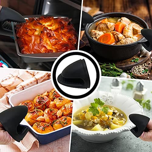 LSLCQW 4pcs Set Oven Gloves and Pot Holder Set, Heat-Resistant 500 Degree, with Oven Gloves and Insulation Clips, Non-Slip Food-Grade Long, for Kitchen Baking - Thumbnail 6