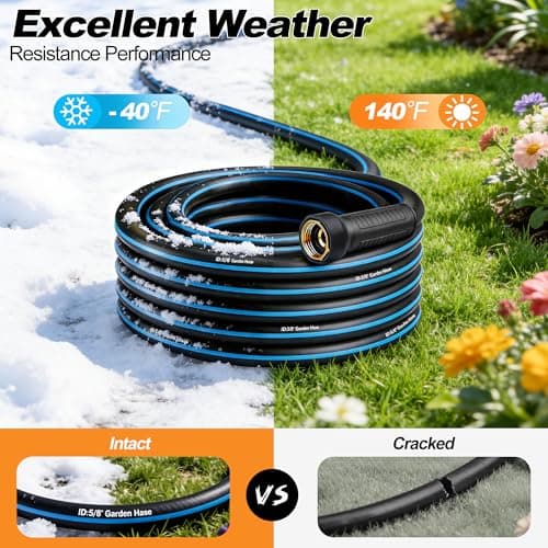 Garden Hose 50FT Non-expandable Heavy Duty, Kink-free Flexible Water Hose, Leak-proof Hybrid Pipe with Brass Fittings for Garden, Car Washing & Household Cleaning - Thumbnail 3