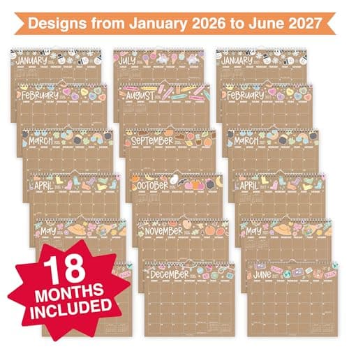 2026 Calendar Wall - 2026 Wall Calendar Large, 18-Month Hanging Calendars for School, Home & Office, Academic Monthly Calendar from January 2026 to June 2027, Back to School Teacher Gifts - Thumbnail 4