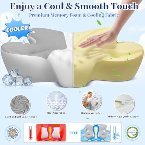 Mixiniso Cervical Neck Pillow, Side Sleeper Pillows, Cooling Ergonomic Neck Support Pillow for Neck Pain Relief, Orthopedic Contour Memory Foam Pillows for Side Back & Stomach Sleepers - Thumbnail 3