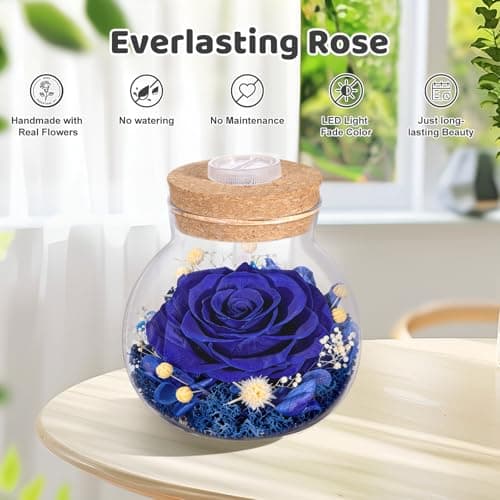 Gifts for Women Mom Birthday Gift Preserved Rose Eternal Forever Flower in Glass Wishing Bottle with LED Light Flowers for Delivery Prime for Grandma Mother Wife Sister Her Girlfriend Valentine Day - Thumbnail 3