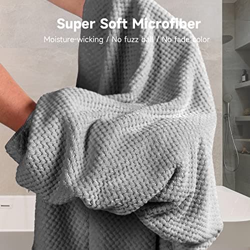 Umisleep Extra Large Microfiber Hair Towel for Women Long, Curly, Thick Hair, Super Soft Anti Frizz Quick Dry Hair Towel Wrap, Ultra Absorbent Hair Turban with Elastic Band Grey - Thumbnail 4
