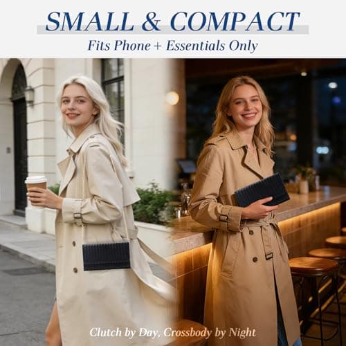 U+U Crossbody Bags for Women, Small Leather Bag with Removable Chain, Card Slots & Phone Pocket - Lightweight Purse Wallet (Black) - Thumbnail 2